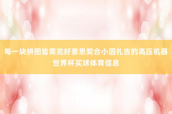 每一块拼图皆需完好意思契合小因扎吉的高压机器世界杯买球体育信息