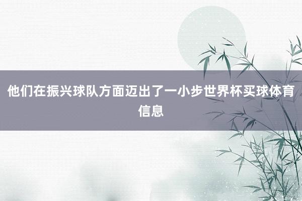 他们在振兴球队方面迈出了一小步世界杯买球体育信息