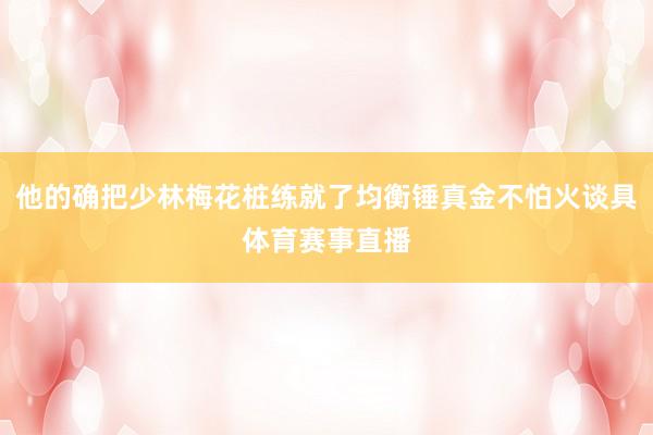 他的确把少林梅花桩练就了均衡锤真金不怕火谈具体育赛事直播