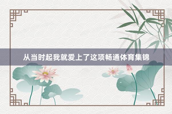 从当时起我就爱上了这项畅通体育集锦