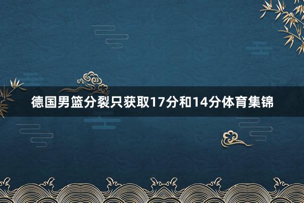 德国男篮分裂只获取17分和14分体育集锦