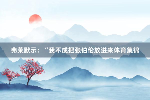 弗莱默示：“我不成把张伯伦放进来体育集锦