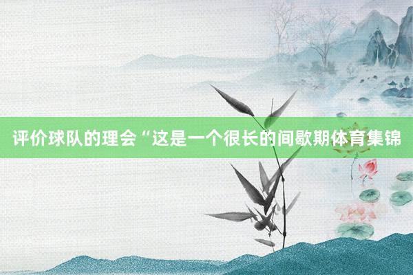 评价球队的理会“这是一个很长的间歇期体育集锦